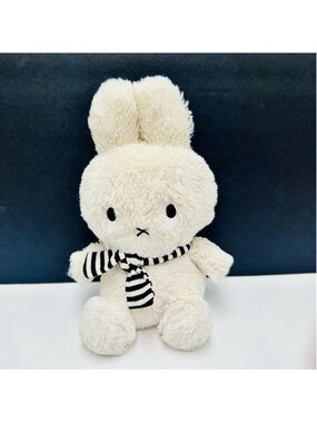 Bon Ton Toys Bruna Nijntje Fluffy Plush Miffy w/ Stripe Scarf 9” Stuffed Plush
